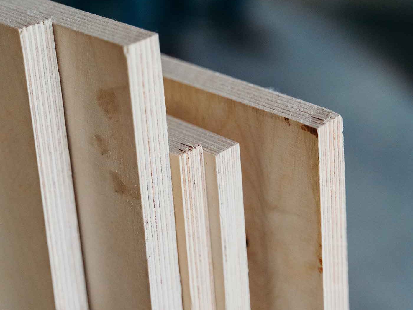 a vertical stack of baltic birch plywood